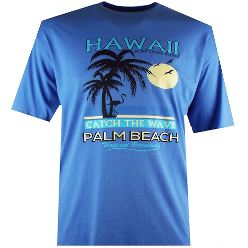 T-Shirt mit Spionage-Hawaii-Print in Mittelblau